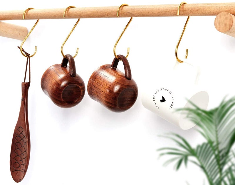 Xinally 10 Pieces Multipurpose Brass S Shaped Hooks Coat Clothes Storage Hangers Kitchen Pot Pan Racks - Image 5